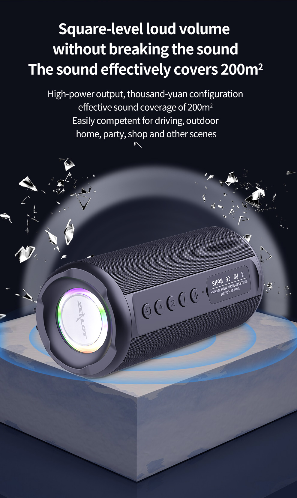 Zealot-altavoces inalámbricos S46 con Bluetooth, Mini Subwoofer portátil, sistema de sonido colorido, Radio FM, USB Zealot-altavoces inalámbricos S46 con Bluetooth, Mini Subwoofer portátil, sistema de sonido colorido, Radio FM, USB